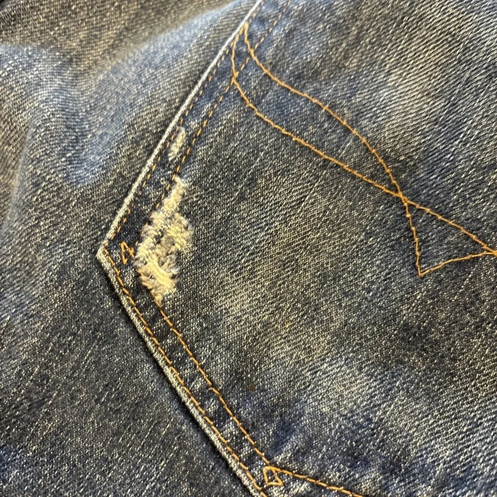 Polo Ralph Lauren 381 Mens 34x32 Dark Blue Jeans Distress Cotton Denim Nice Fade